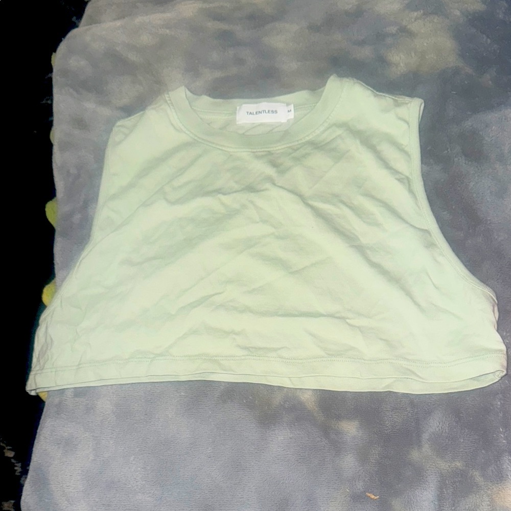 TalentLESS Light Green Crop Top. Medium crop top